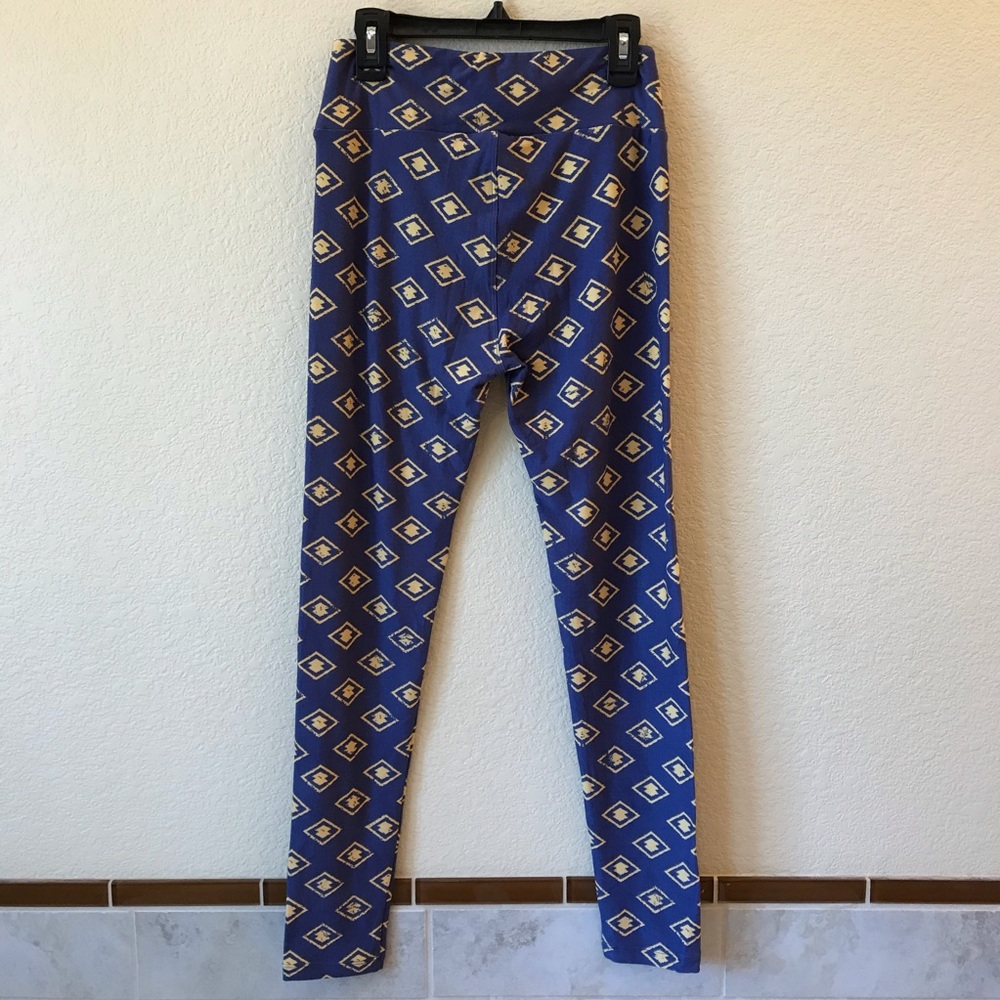 Lularoe Leggings Tights OS Small Medium Blue Yellow Whimsy Festival Pride - Picture 5 of 10